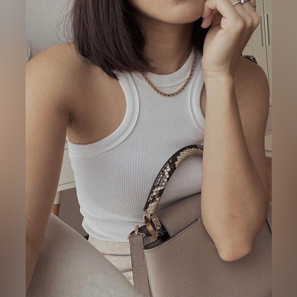 Zara Ribbed Inverted Racerback Tank Top in color nude - Picture 3 of 5